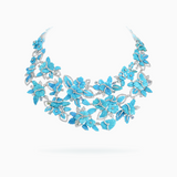 18K White Gold Sapphire Diamond & Turquoise Necklace