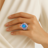 18K White & Rose Gold Turquoise & Diamond Ring