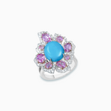 18K White & Rose Gold Turquoise & Diamond Ring