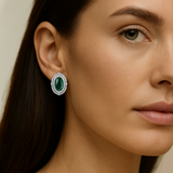 18K White Gold Tourmaline Diamond Earrings