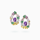 18K White & Rose Gold Amethyst, Sapphire & Diamond Earrings