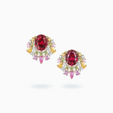 18K White, Yellow & Rose Gold Rubellite, Sapphire & Diamond Earrings