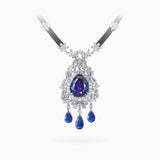 18K White Gold Tanzanite, Sapphire & Diamond Pendant