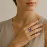 18K White & Rose Gold Rubellite Diamond Ring