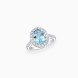 18K White Gold Aquamarine & Diamond Ring