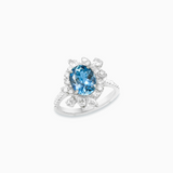 18K White Gold Aquamarine & Diamond Ring