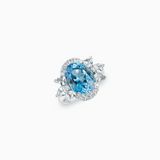 18K White Gold Aquamarine, Sapphire & Diamond Ring