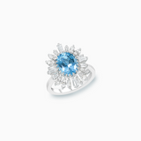 18K White Gold Aquamarine & Diamond Ring