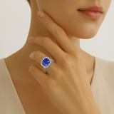 18K White Gold Tanzanite & Diamond Ring