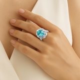 18K White Gold Paraiba & Diamond Ring