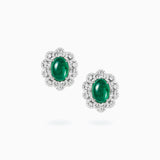 18K White Gold Emerald & Diamond Earrings