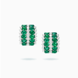 18K White Gold Emerald & Diamond Earrings