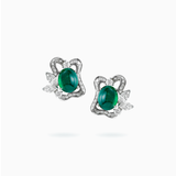 18K White & Black Gold Emerald & Diamond Earrings
