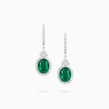 18K White Gold Emerald & Diamond Earrings