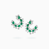 18K White Gold Emerald & Diamond Earrings