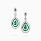 18K White Gold Emerald & Diamond Earrings