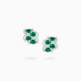 18K White Gold Emerald & Diamond Earrings