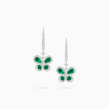 18K White Gold Emerald & Diamond Earrings