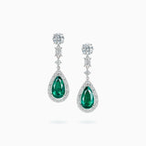 18K White Gold Emerald & Diamond Earrings