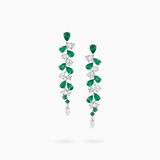 18K White Gold Emerald & Diamond Earrings