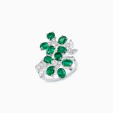 18K White Gold Emerald & Diamond Ring