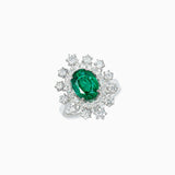 18K White Gold Emerald Diamond Ring