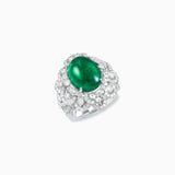 18K White Gold Emerald & Diamond Ring