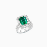 18K White Gold Emerald & Diamond Ring