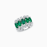 18K White Gold Emerald & Diamond Ring