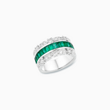 18K White Gold Emerald & Diamond Ring