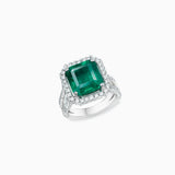 18K White Gold Emerald & Diamond Ring