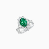 18K White Gold Emerald & Diamond Ring