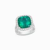 18K White Gold Emerald & Diamond Ring