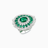 18K White Gold Emerald Diamond Ring