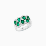 18K White Gold Emerald & Diamond Ring