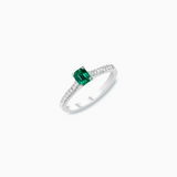 18K White Gold Emerald & Diamond Ring