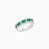 18K White Gold Emerald & Diamond Ring