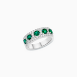18K White Gold Emerald & Diamond Ring