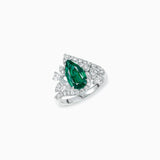 18K White Gold Emerald & Diamond Ring