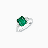 18K White Gold Emerald & Diamond Ring