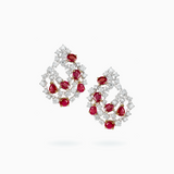 18K White & Rose Gold Ruby & Diamond Earrings