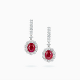 18K White & Rose Gold Ruby Diamond Earrings