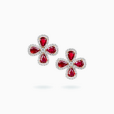 18K White & Rose Gold Ruby & Diamond Earrings