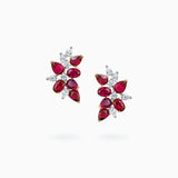 18K White & Rose Gold Ruby & Diamond Earrings