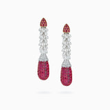 18K White & Rose Gold  Ruby & Diamond Earrings