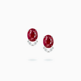 18K White Gold Ruby & Diamond Earrings