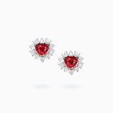 18K White & Rose Gold Ruby & Diamond Earrings