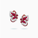 18K White & Rose Gold Ruby & Diamond Earrings