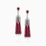 18K White & Rose Gold  Ruby & Diamond Earrings