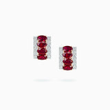 18K White & Rose Gold  Ruby & Diamond Earrings